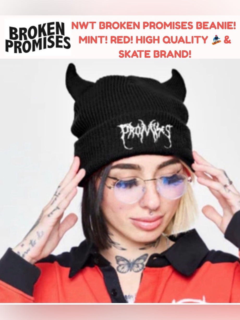 Nwt Broken Promises BeanieAwesome Devil Ears Soft Comfy High Quality Brand